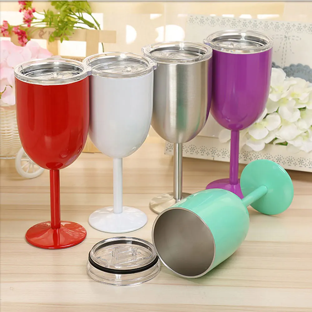 

Stainless Steel Goblet Red Wine Cup Car Auto Cup Double Layer Cocktail Durable Glass Goblet Lid Drinking Ware Glass Cup Party