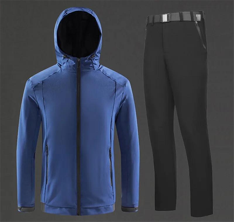 2 Pcs/Set Workout Clothing Winter Mens Zipper Coat FitnessTraining Male Sportswear Jogging Fishing Running Sport Tracksuit