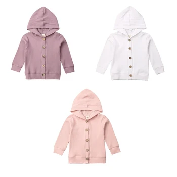 

pudcoco Brand New Fashion Baby Girls Cotton Hoodies Coats Solid Plain Long sleeve Fall spring clothes Newborn Infant Outwear Top