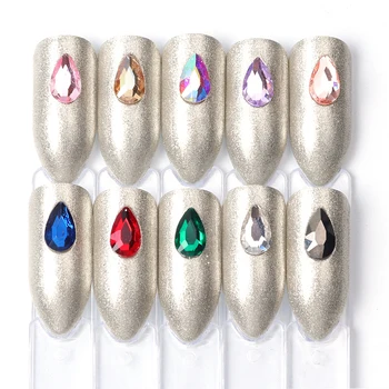 

10pcs Water Drop Nail Crystal Rhinestone Colorful 3D Charm Flat Back Glass Gem Manicure Strass Nail Art Stone Decoration CHA41-1