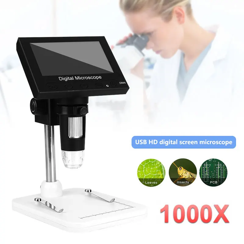 Best Digital Microscope Electron Microscope 8LED 4.3 Inch Display Mobile Phones Computers Real Time Video Waterproof Photos