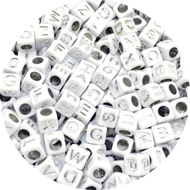 100pcs 6mm Mixed Square Alphabet Letter Beads Charms Bracelet Necklace For Jewelry Making DIY Accessories 32