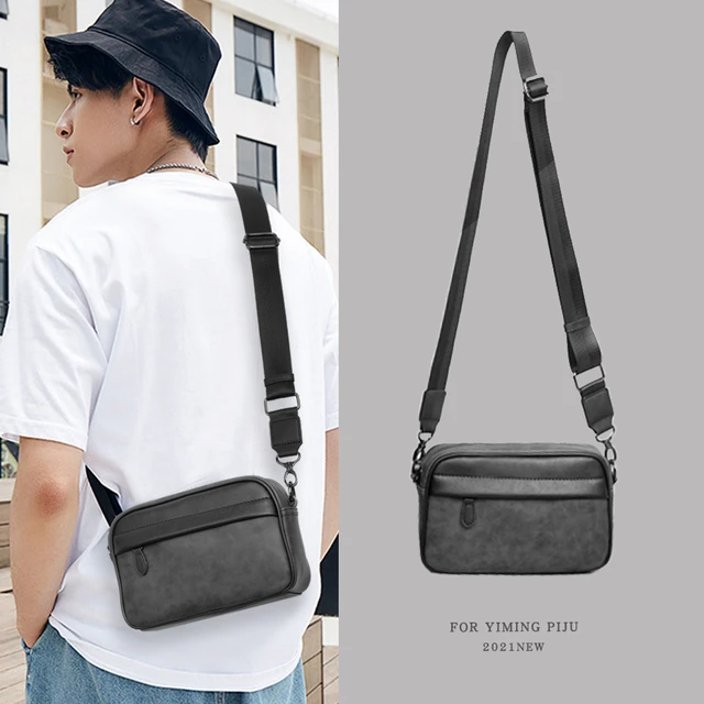 Men's Small Crossbody Bags Fashion Pu Leather Solid Black Shoulder  Messenger Bag Small Male Daily Casual Leather Sling Bag 2021 - AliExpress