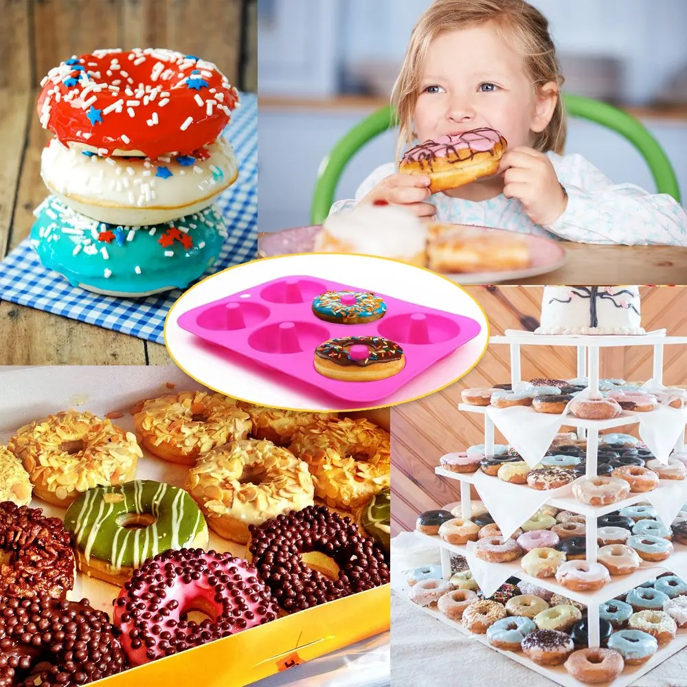 6-силиконовые полости пончик форма для выпечки пончик DIY пончик формы для выпечки формы для шоколада украшения сумки инструмент для выпечки