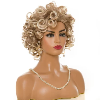 

Gres Short Haircuts Women Natural Wave Short Blonde Wigs Synthetic Hair High Temperature Fiber Cosplay Wig for White Women