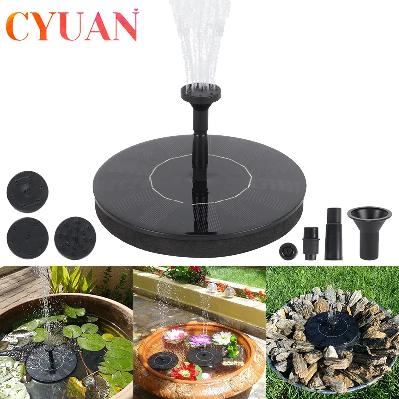 

CYUAN Solar Fountain Watering Kit Power Solar Pump Pool Submersible Waterfall Floating Solar Panel Water Fountain For Garden