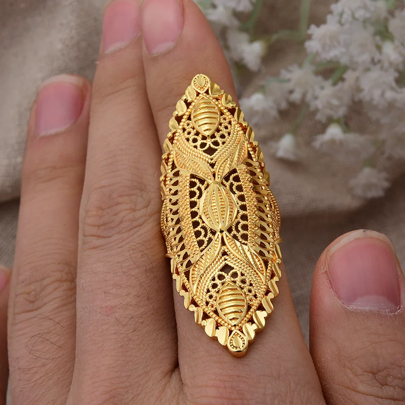 Dubai Luxury 24K Gold Color Rings For Women Girls Indian Bride Ethiopia African Indian Wedding Ring Woman Gifts 10 Dubai Luxury 24K Gold Color Rings For Women Girls Indian Bride Ethiopia African Indian Wedding Ring Woman Gifts