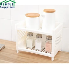 

2 Layers Kitchen Spice Shelf Plastic Storage Desk Organizer Rack Draining Sink Utensils Stands Sponge Holder Kitchen Accessories