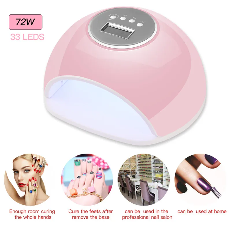 

72W Nail Phototherapy Machine UVLED Dual Light Source Nail Lamp Nail Oil Glue Baking Lamp Timing Induction Nail Tool
