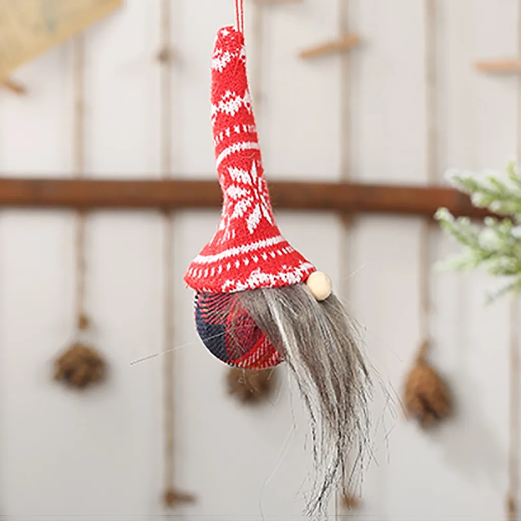 New Year's ball point hat without face doll pendant Decorative deer Christmas Faceless Gnome Santa Xmas Tree Hanging@40