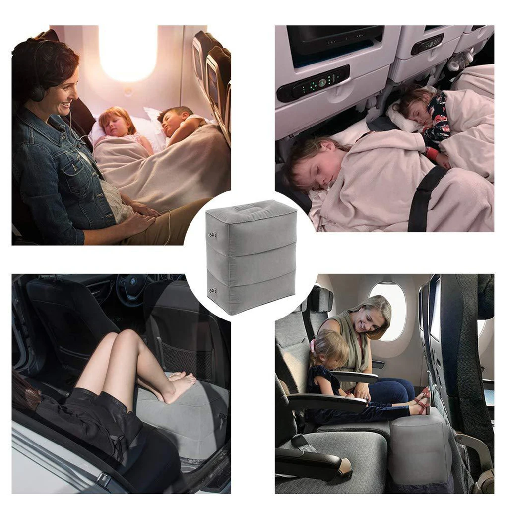 Детская летная спальный портативная подушка для путешествий надувные 3 Слои подножка подушки для самолета с изображением машинок и автобусов для самолета поезда подстилка для задней подушки для подушки безопасности