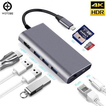 

USB C Hub, 8-In-1 USB C Adapter with 4K USB C to HDMI, 3 USB 3.0 Ports, TF/SD Card Reader, Pd Charging Port,RL45 for MacBook