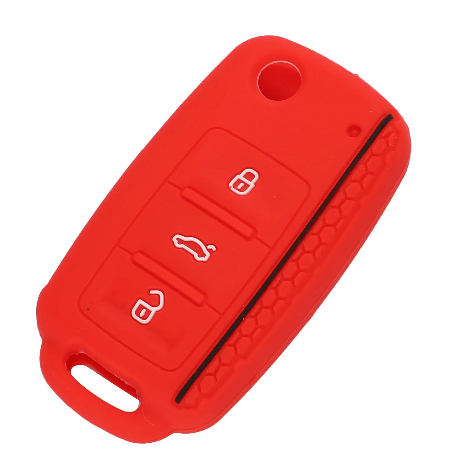 Jingyuqin 30X чехол для автомобильного ключа, чехол для VW Bora POLO GOLF Passat, силиконовый чехол для ключей, 3 кнопки дистанционного управления, автомобильный стиль - Название цвета: Красный