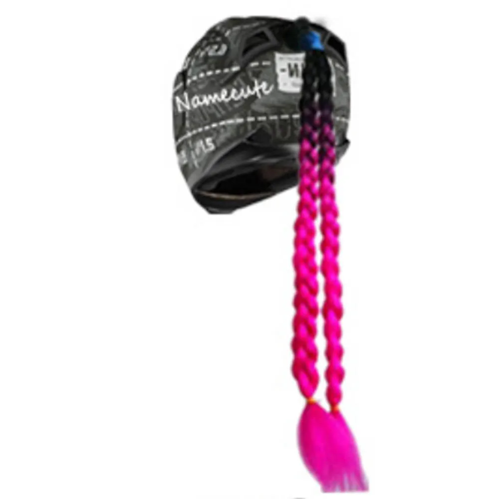 

11 Color Motorcycle Bike Gradient Helmet Braids Twist Sucker Removable Braid Dual Pigtail Ponytail Off Road Motorbike