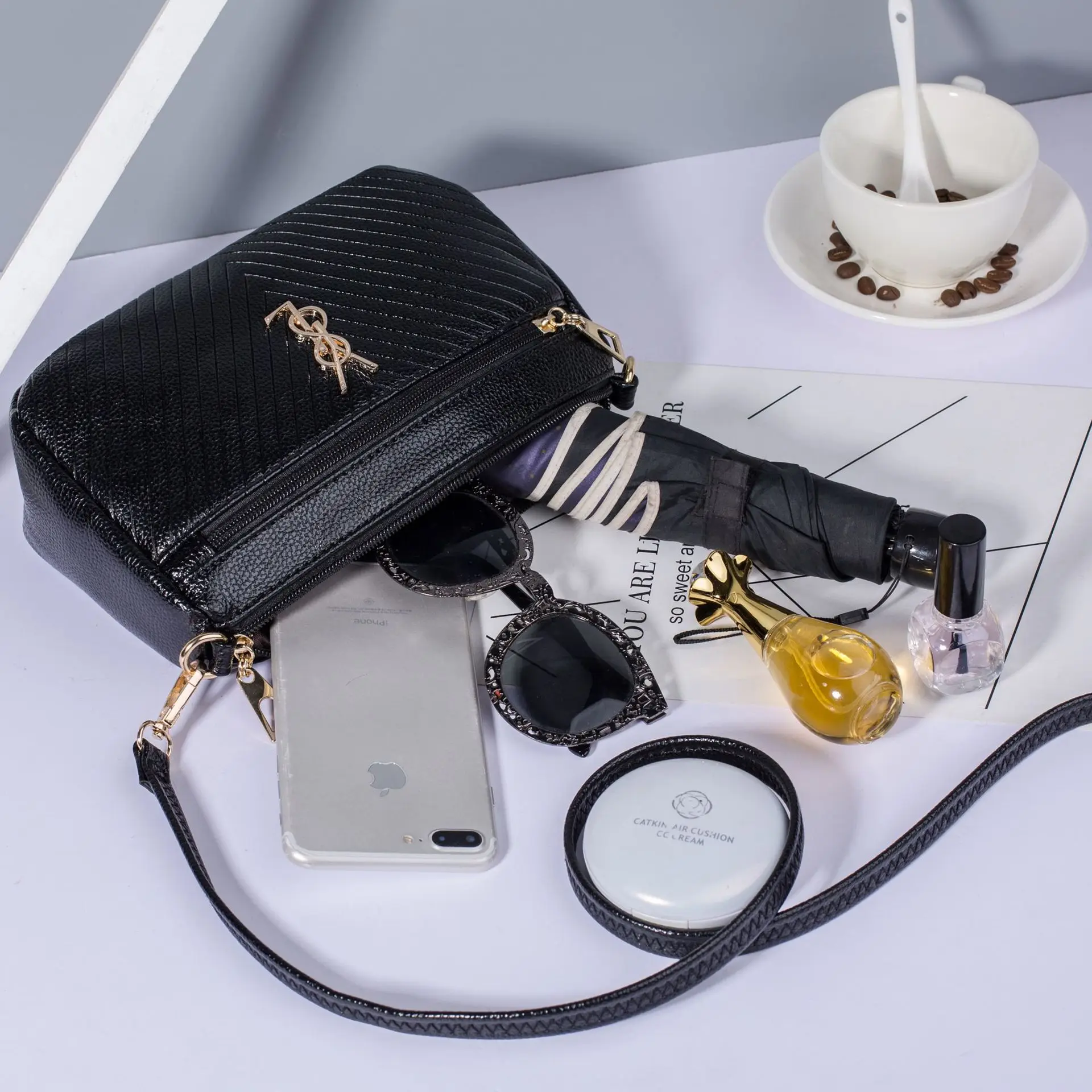 

2019 New Style PU Crossbody Bag WOMEN'S Bag Clutch Elegant Korean-style Versitile Fashion Shoulder Mini Shoulder Bag