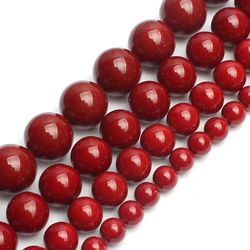 Vibrant Multi - Color Natural Shell Pearls - 12mm 30pcs beads (Red)