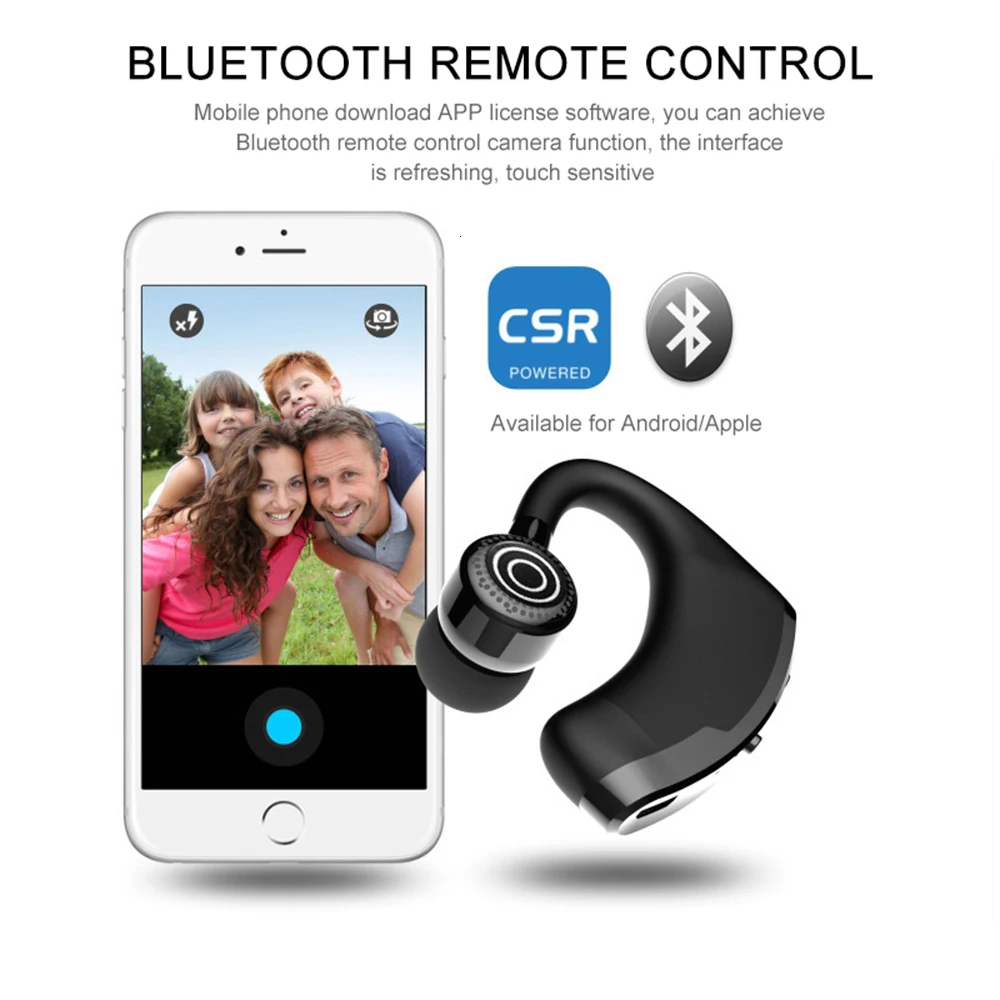 V9 Wireless Bluetooth Earphone Handsfree Noise Control Business Ear hook Headset with Mic Sport Music headphone For iPhone