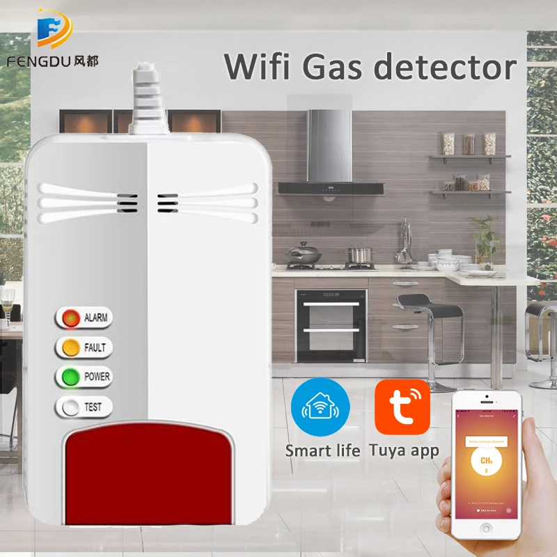 Беспроводной Wi-Fi детектор газа сигнализация для Tuya smart life app контроль естественная утечка горючий детектор газа работает независимо