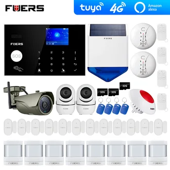 

4G Tuya Alexa Wifi GSM alarm systems security home Solar Siren Touch keypad Smart Home Burglar Alarm System ip Wifi camera