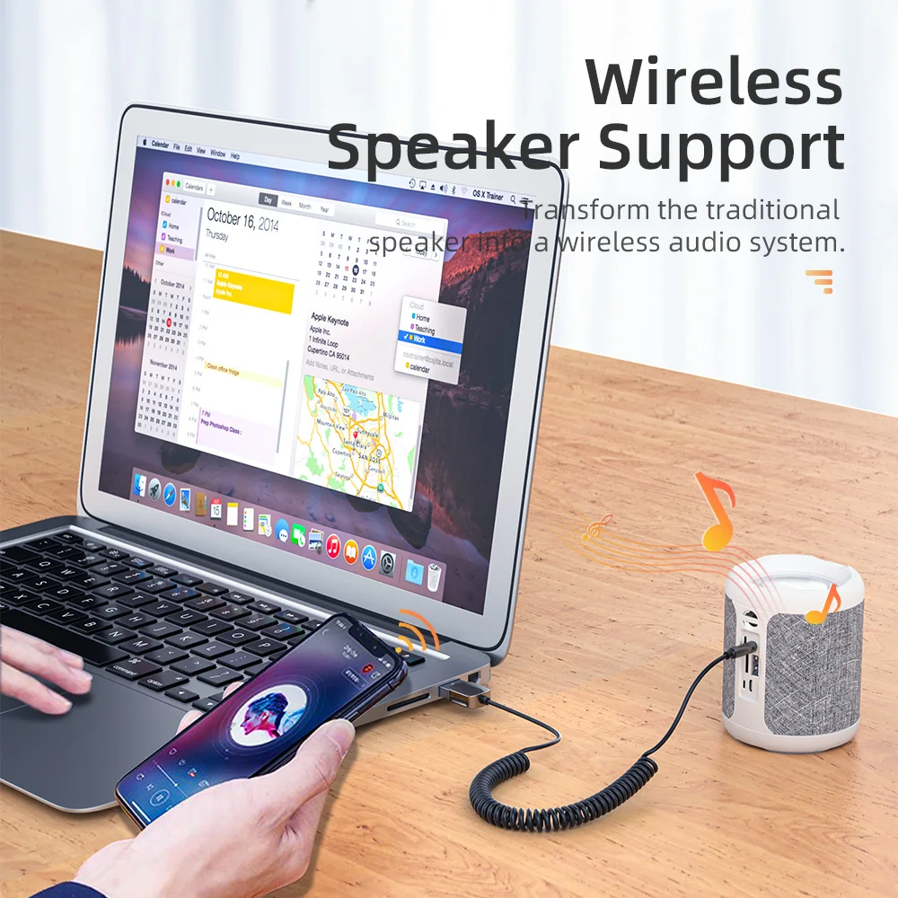 Bluetooth Aux Adapter Dongle USB To 3.5mm Jack Car Audio Aux Bluetooth 5.0 Handsfree Kit For Car Receiver BT transmitter bluetooth aux adaptor