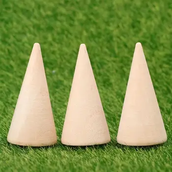 

10PCS DIY Cones Unpainted Solid Wooden Cone Shape Geometry Craft Display Rack Shelf Adornment Ornamnet Making Accessories