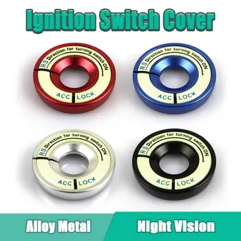 

Night Vision Key Ring Hole Cover Car Interior Accessories Decoration Sticker Ignition Switch Protection Metal Alloy Sticker