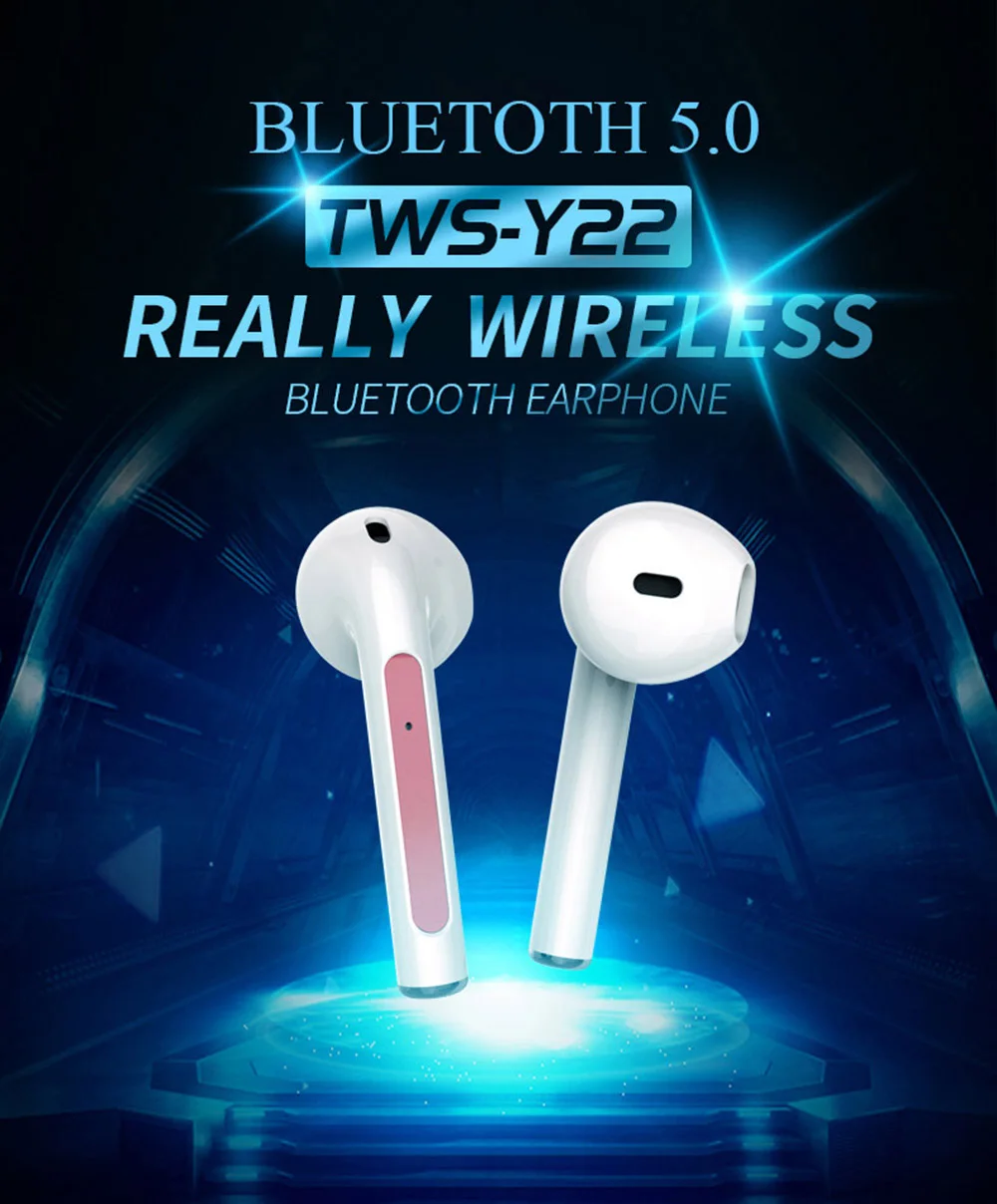Y22 Bluetooth наушники 5,0 TWS беспроводные наушники Авто парные стерео спортивные наушники с HD микрофоном умный голос для iPhone Xiaomi телефон