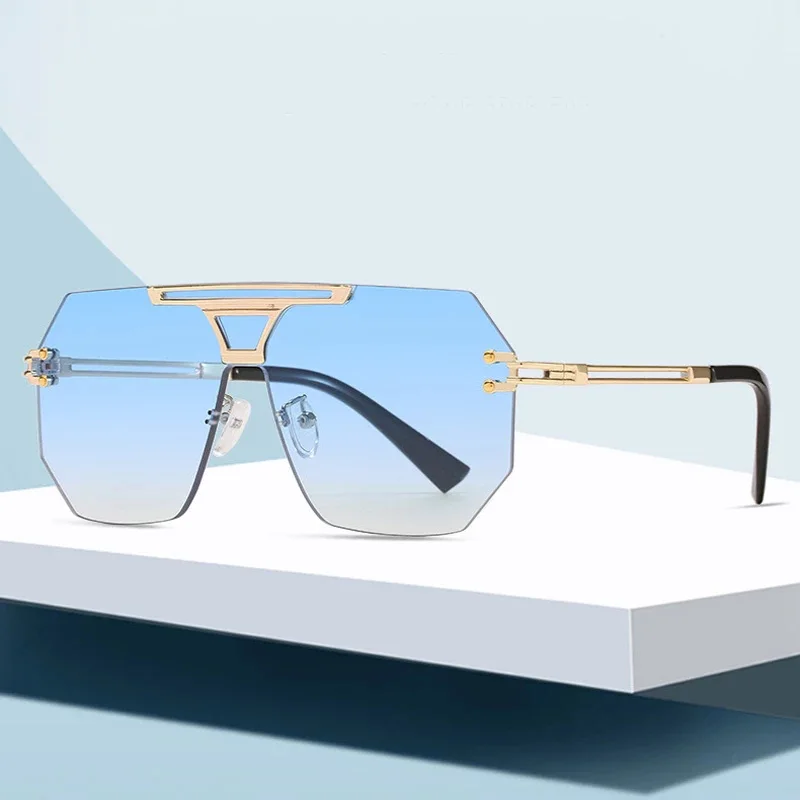 

Retro rimless sunglasses men's glasses women's large-frame fashion glasses metal frame