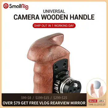 

SmallRig DSLR Camera Handle Grip Right Side Wooden Grip with Arri Rosette Bolt-On Mount for small sized camera cage 2083