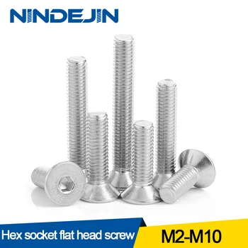

5/50pcs M2 M2.5 M3 M4 M5 M6 M8 M10 304 Stainless Steel Hexagon Hex Socket Countersunk Screw Flat Head Screw Allen Bolts DIN7991