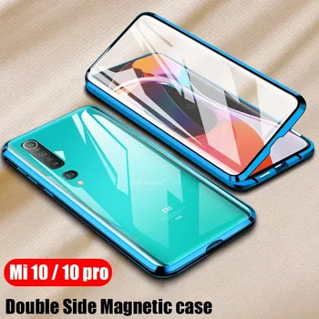 

360 Full Protection Magnetic Case For Xiaomi Redmi Note 8 Pro 7 Metal Bumper Double Glass Cover For Mi Note 10 Mi 9 9T 8T funda