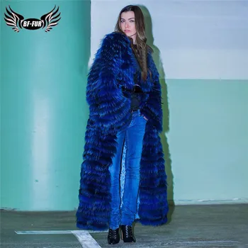

Natural Blue Real Silver Fox Fur Coat Long Women Fashion Full Pelt Genuine Fox Fur Coats Luxury Winter Fur Jacket Outwear Female