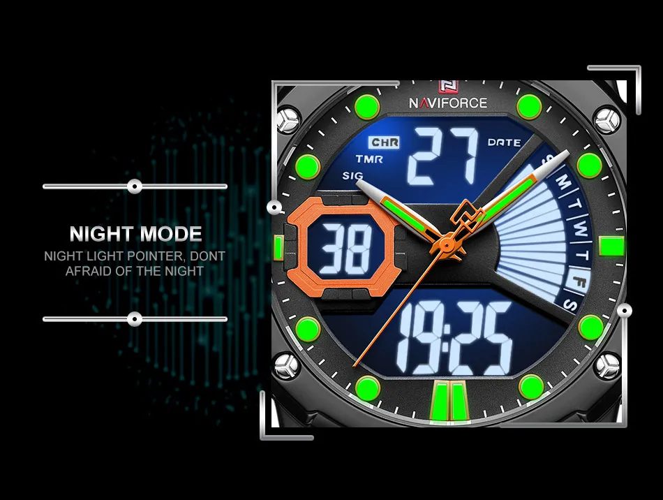 Топ люксовый бренд NAVIFORCE армейские военные мужские часы светодиодные цифровые кожаные спортивные часы кварцевые мужские часы Relogio Masculino