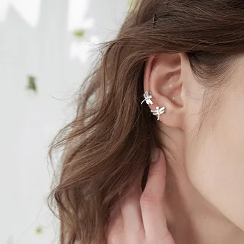 

with S925 Fine Silver Ear Clip Fake Ear Stud Female Fashion Japanese-style Literature and Art MORI Series Soft Girl Pierceless D