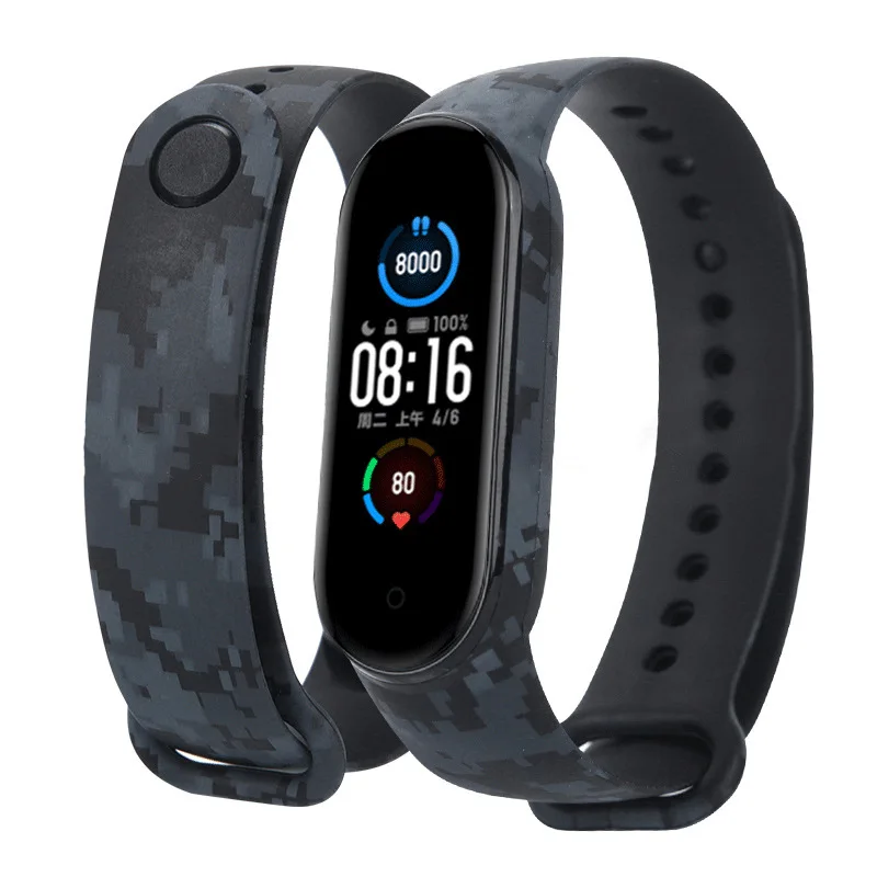 2 шт./лот ремешок для Xiaomi Band 5 Камуфляжный браслет силиконовый на запястье Xiomi Xaiomi