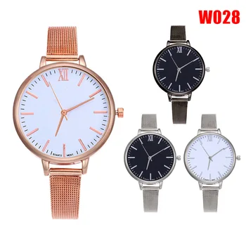 

Fashion Women Quartz Watch Solid Color Dial Wrist Watches with Alloy Mesh Strap LL@17