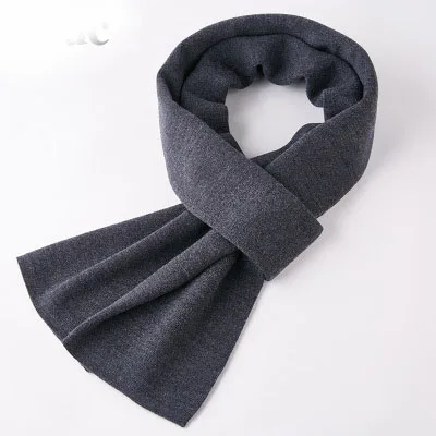 Dark Gray Классический зимний шерстяной шарф, мужские однотонные клетчатые теплые длинные мягкие Роскошные теплые плотные мужские шарфы для шеи для мужчин - Цвет: Dark Gray