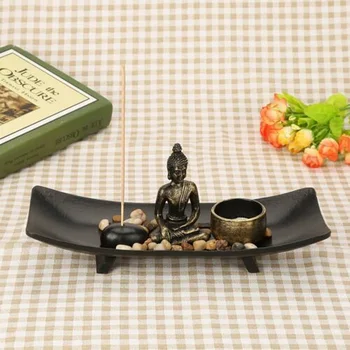 

1 Set Zen Buddhism Statues Candlestick Incense Holder Figurines For Interior Furnishing Articles For Office Desk Home Decor