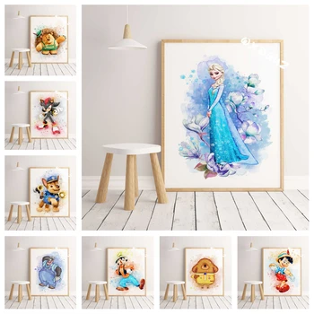 

Game characters children animation characters cartoon princess family decoration watercolor poster hight quality Art Decor o916