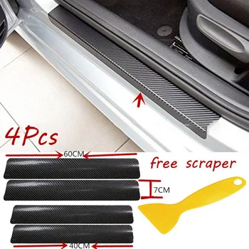 

4Pcs/Set Car Stickers Universal Sill Scuff Anti Scratch Carbon Fiber Sticker Auto Door Sticker Decals Protector Car Accessories