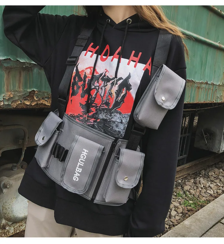 Functional Fashion Chest Rig Bag Men Women Hip Hop Harness Adjustable Tactical Vest Sports Hunting Tactical Packages Bullet Pack