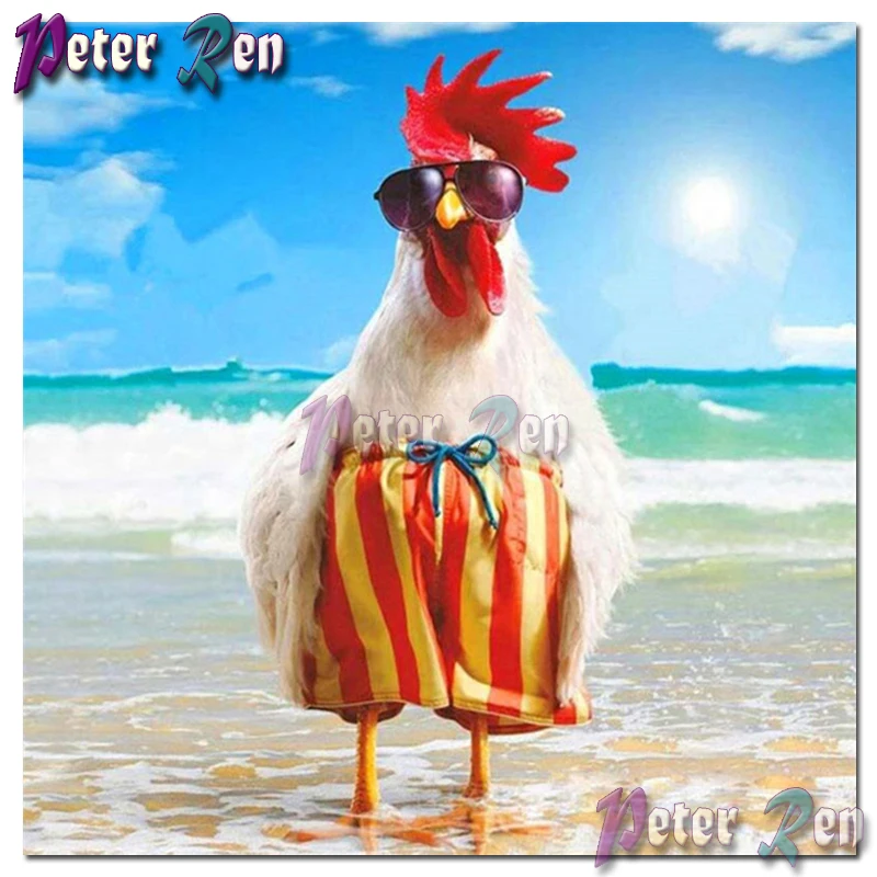 

5d animal Big cock seaside vacation Diamond Painting Cross Stitch DIY Home Decoration Mosaic Round or Square Embroidery