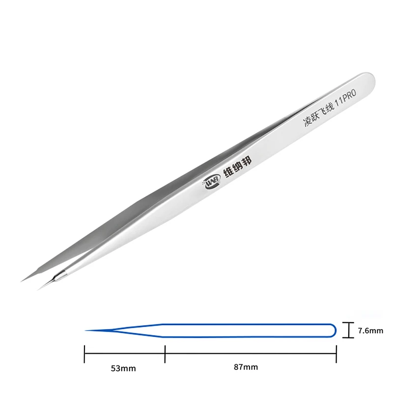 High Precision Tweezers Stainless Steel Straight Tip Fingerprint Fly Wire Tweezer for Mobile Phone Repair Tools