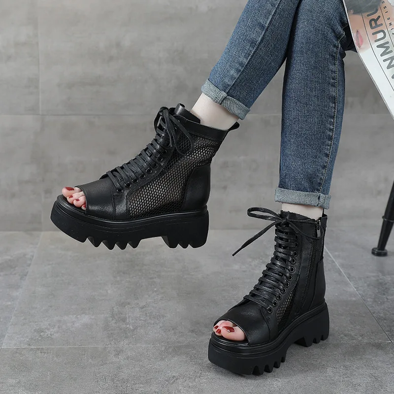 New Fashional Black High Heel Real Genuine Leather Women Summer Sandals