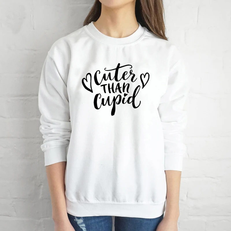 

Cuter than cupid heart graphic women fashion cute kawaii grunge tumblr young sweatshirt Valentine's Day pullover art tops- L272