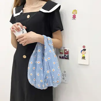 

Little Daisy handbag female 2020 summer new niche design embroidery mesh yarn fairy hand bag basket female bag мягкий шоппер