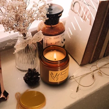 

3Pcs Amber Glass Jar Bottles Romantic Candle Dining Table DIY Decoration Festival Gifts Aromatherapy Cream Ointment Candles New