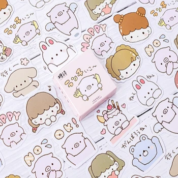 

45pcs/pack Kawaii Pink Pig oxed Decorative Stickers DIY Diary Notebook Decoration Paper Scrapbooking Stickers Gift