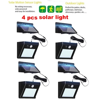 

2/4pcs 100/56/30 LED Motion Sensor Light Solar Lights Lamp For Outdoor Wall Garden Yard Waterproof Rotable Stick With Four Modes
