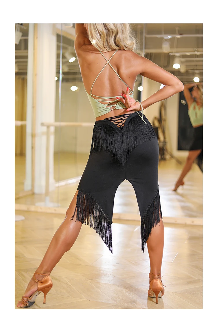 Взрослая юбка для танцев, современное бальное платье для латиноамериканских танцев, танцевальная одежда для сальсы с кисточками, черная одежда для сцены, костюмы для танго